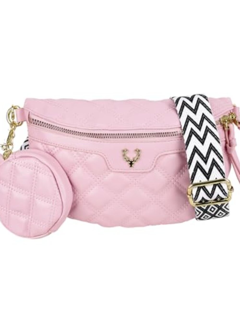 Diamond Quilted PU Leather Waist Bag Adjustable Strap Women's Crossbody Fanny